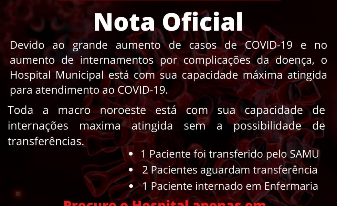 NOTA OFICIAL HOSPITAL SÃO LUIZ